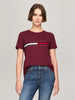 Tommy Hilfiger Embroidered Flag Stripe Logo T-Shirt Deep Rouge