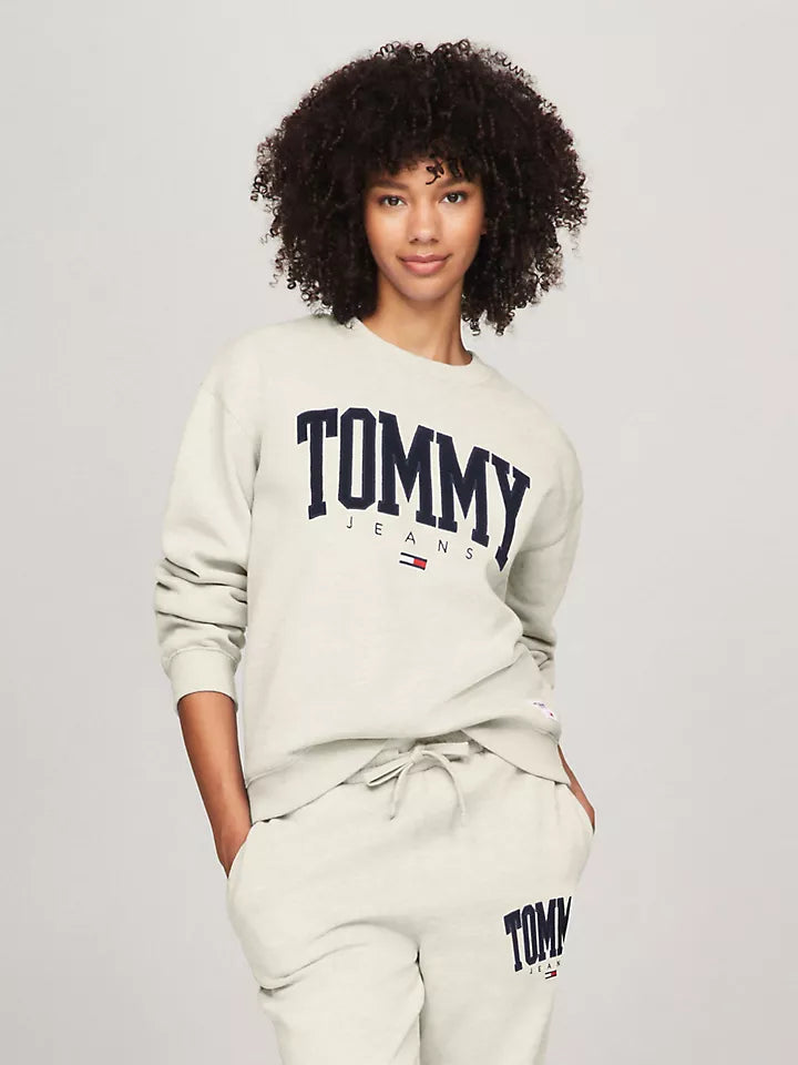 Tommy Hilfiger Embroidered TJ Varsity Logo Sweatshirt Off-White XL