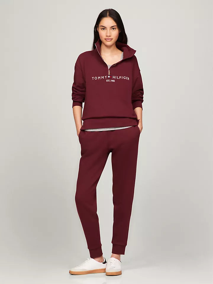 Tommy Hilfiger Half-Zip Embroidered Logo Sweatshirt Burgundy L