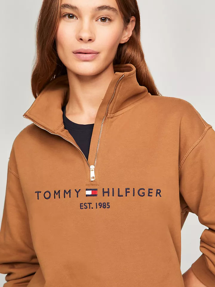 Tommy Hilfiger Half-Zip Embroidered Logo Sweatshirt Golden Rays L