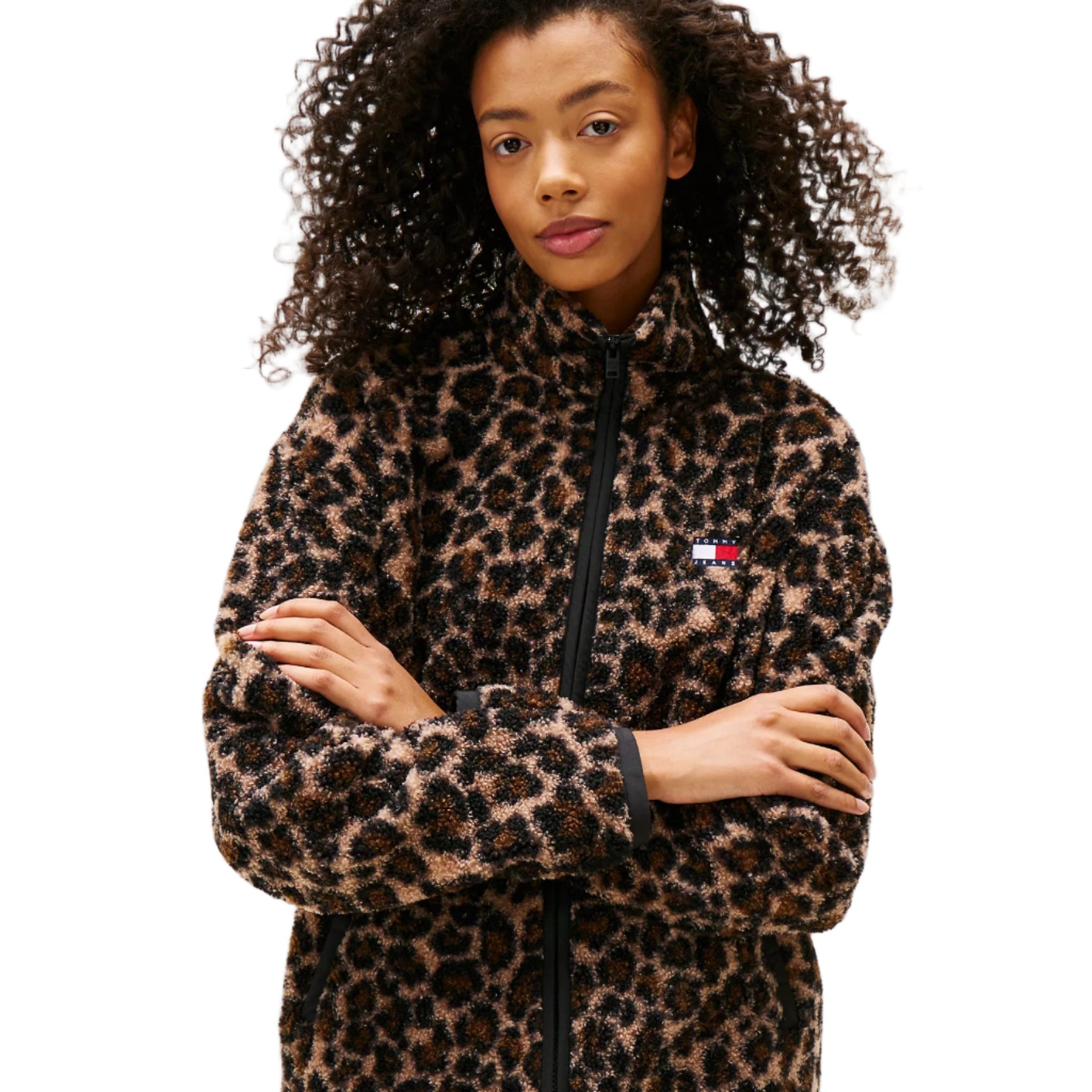 Tommy Jeans Teddy Fleece Zip Jacket Leopard