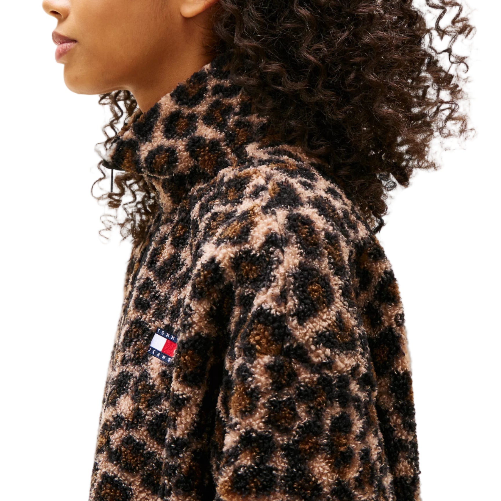 Tommy Jeans Teddy Fleece Zip Jacket Leopard