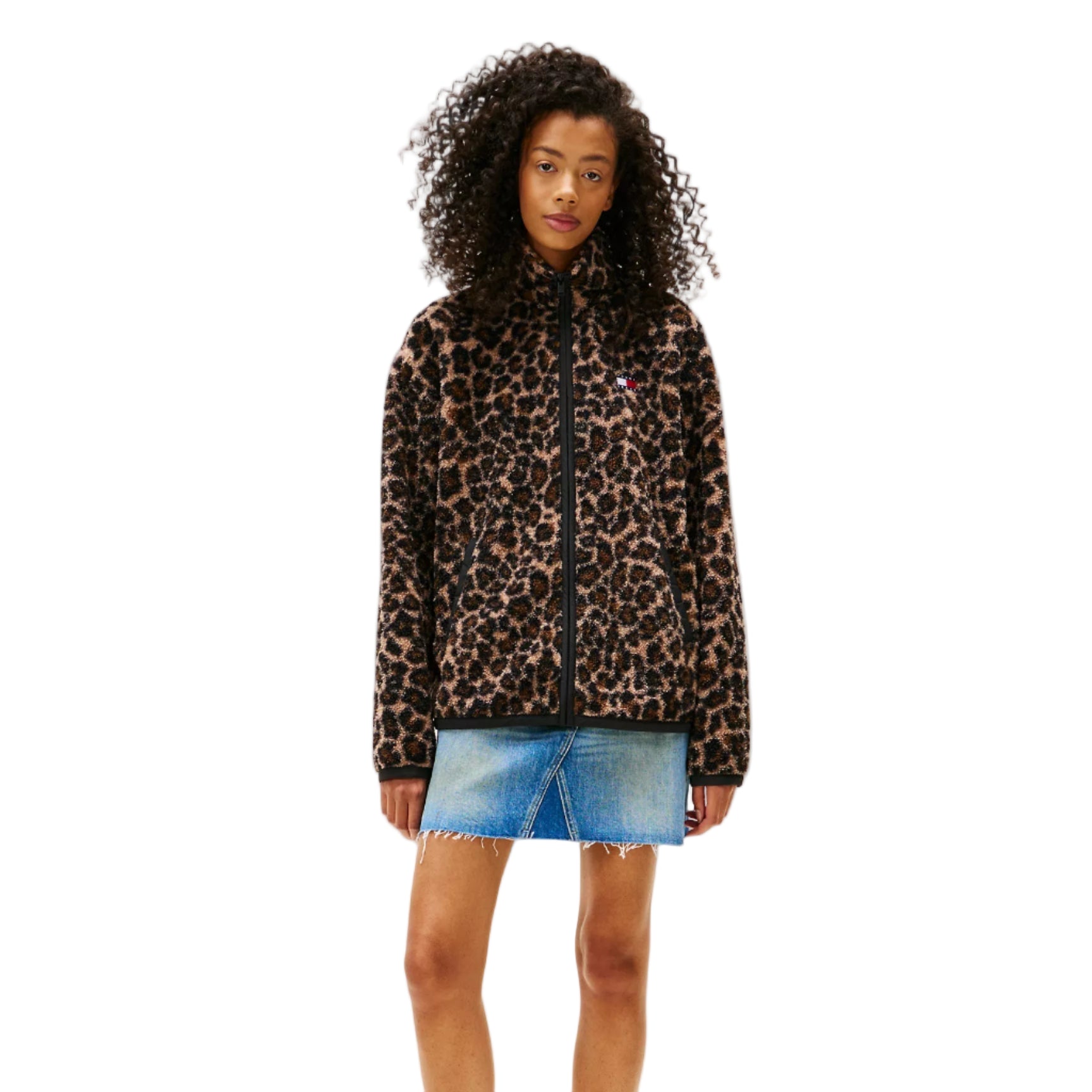 Tommy Jeans Teddy Fleece Zip Jacket Leopard