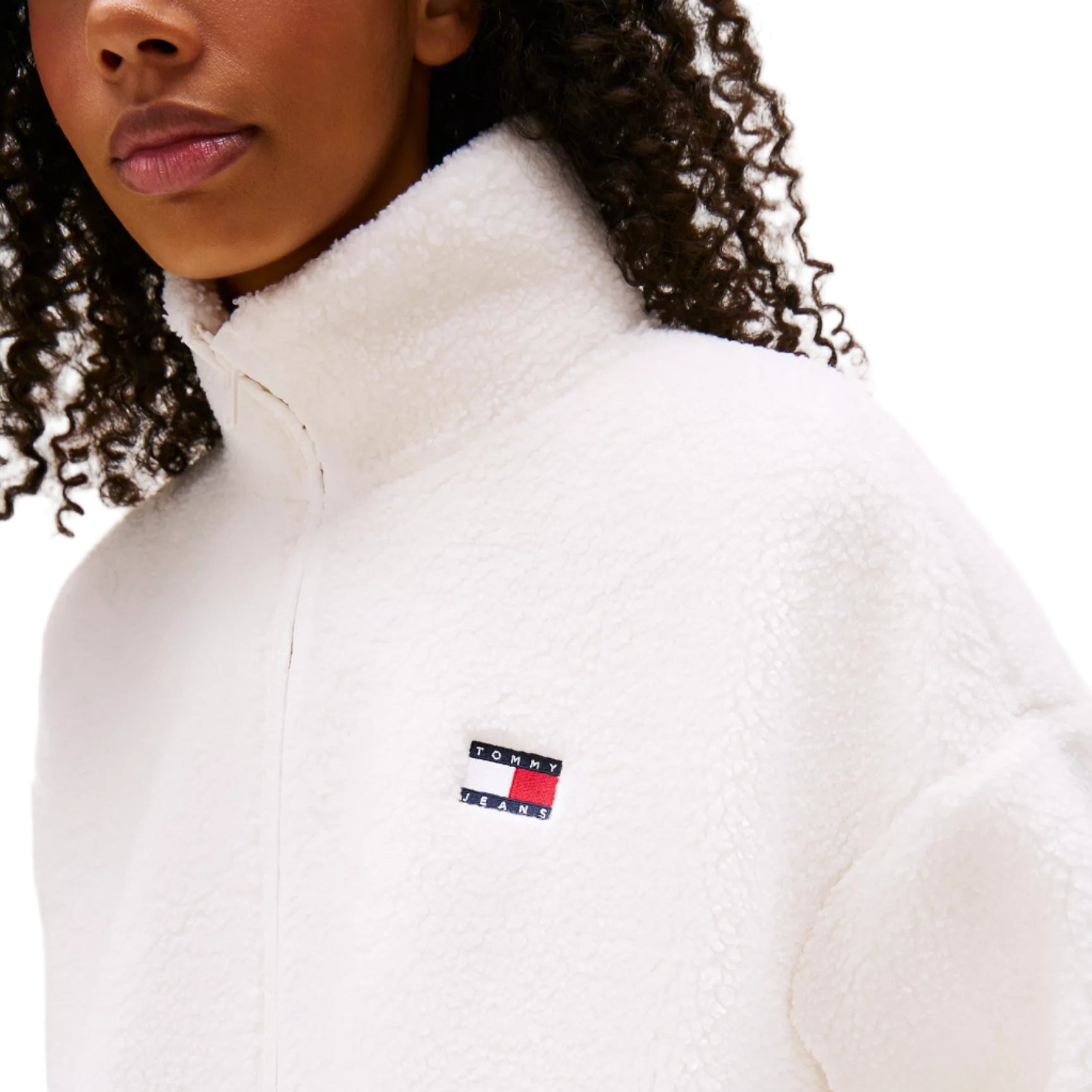 Tommy Jeans Teddy Fleece Zip Jacket Off White