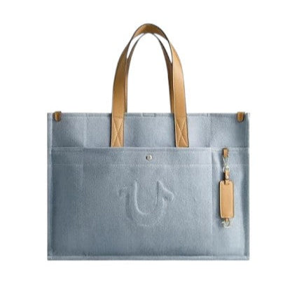 True Religion Stitched Horseshoe Large Tote Bag - Light Blue
