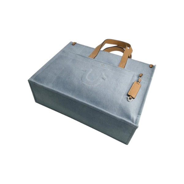 True Religion Stitched Horseshoe Large Tote Bag - Light Blue