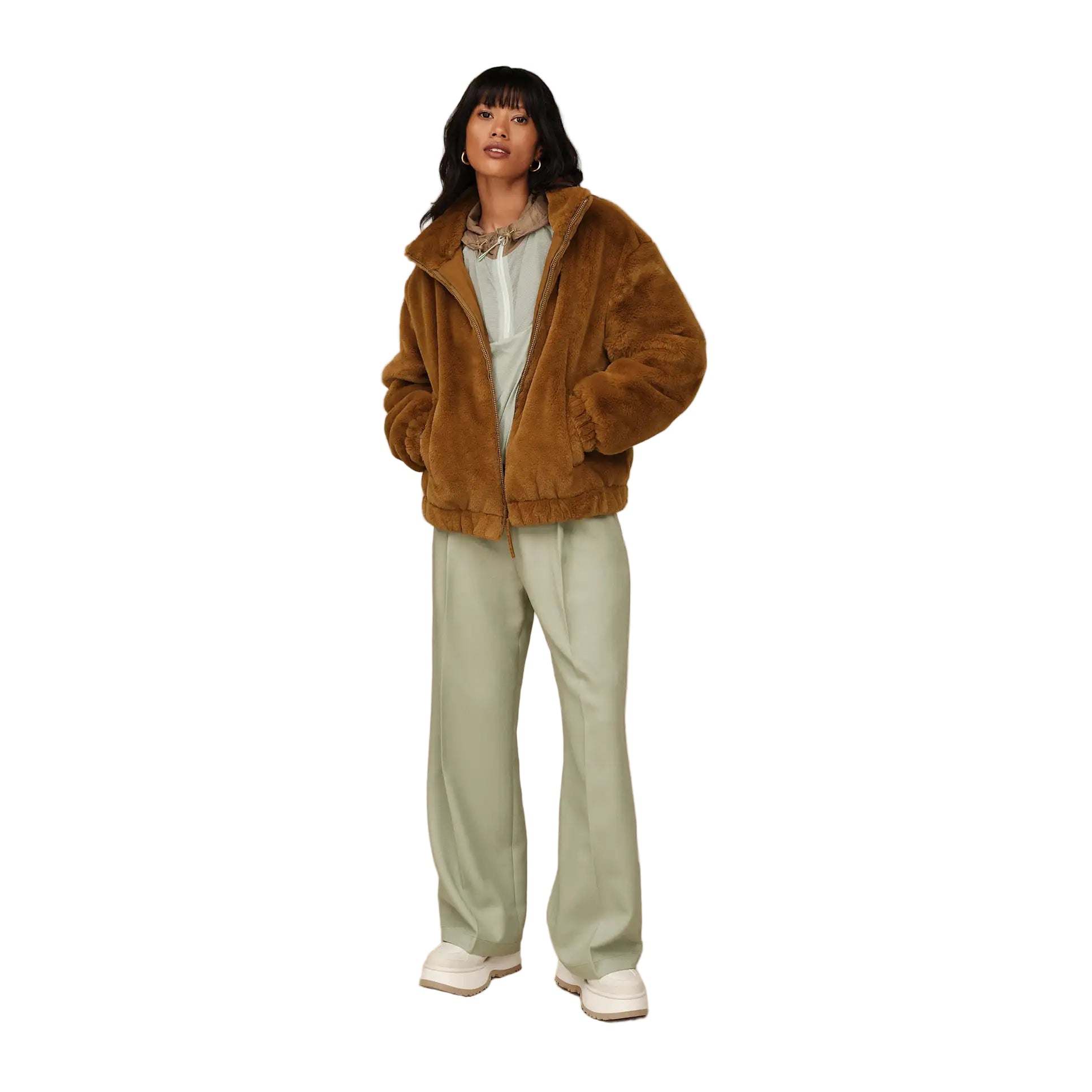 UGG Women's Tash Faux Fur Jacket Camel