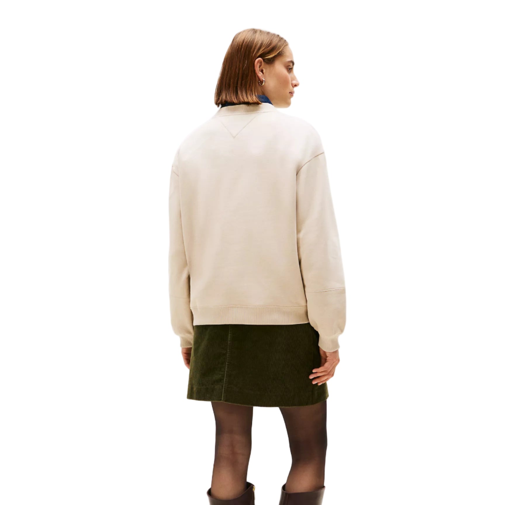 Varsity Tommy Logo Crewneck Sweatshirt Beige