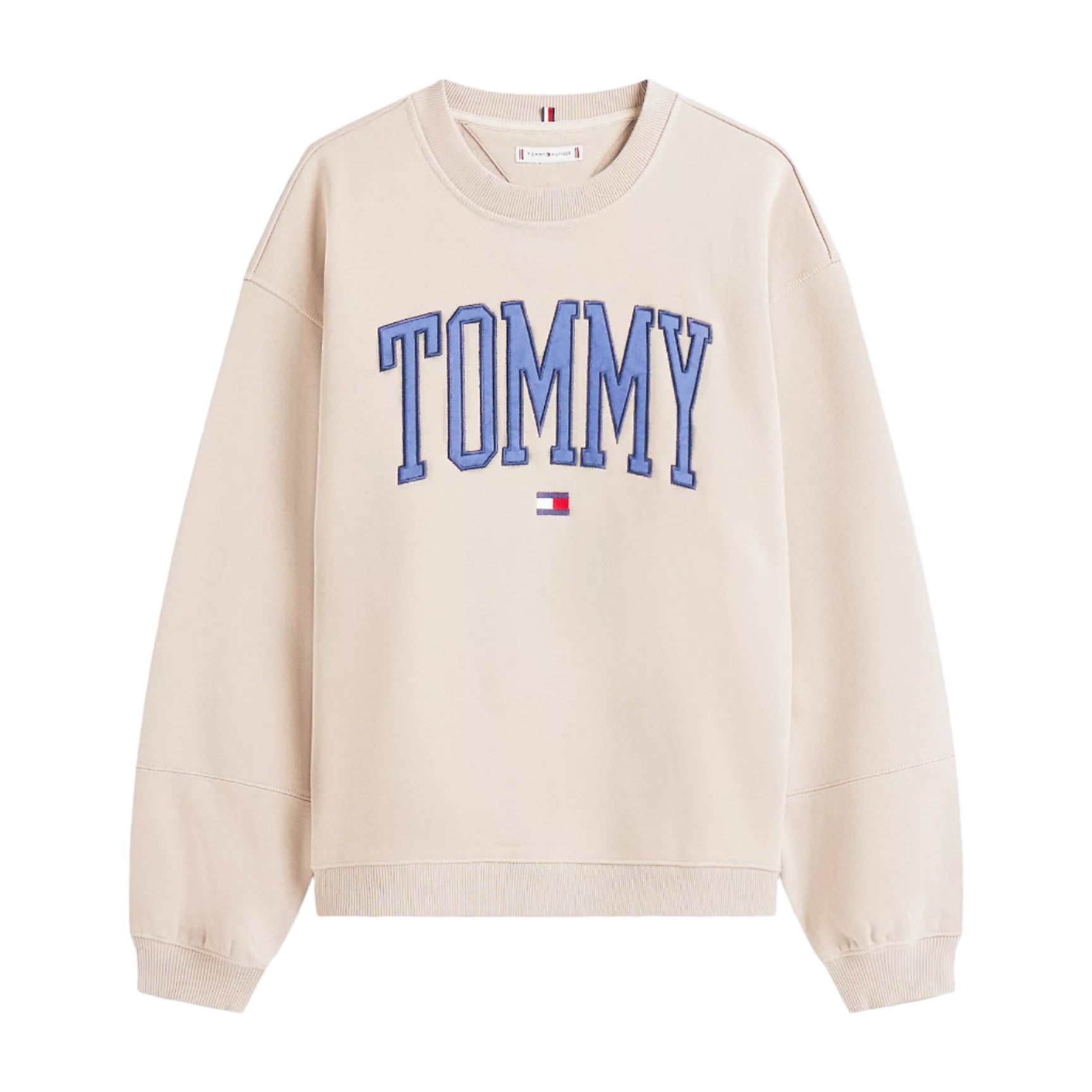 Varsity Tommy Logo Crewneck Sweatshirt Beige
