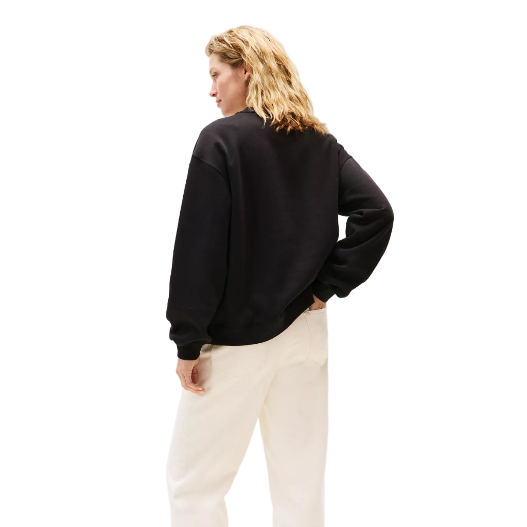 Varsity Tommy Logo Crewneck Sweatshirt Black