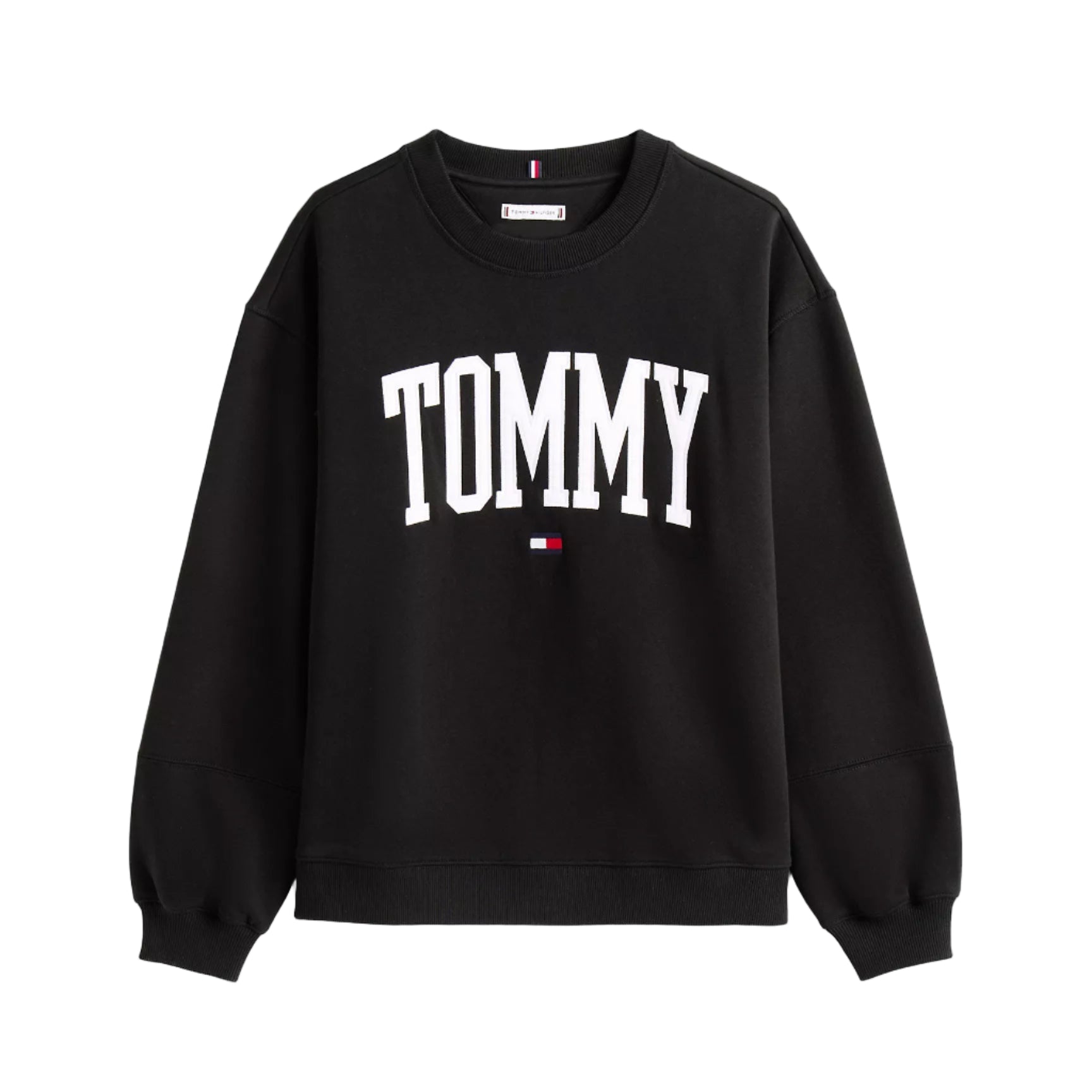 Varsity Tommy Logo Crewneck Sweatshirt Black
