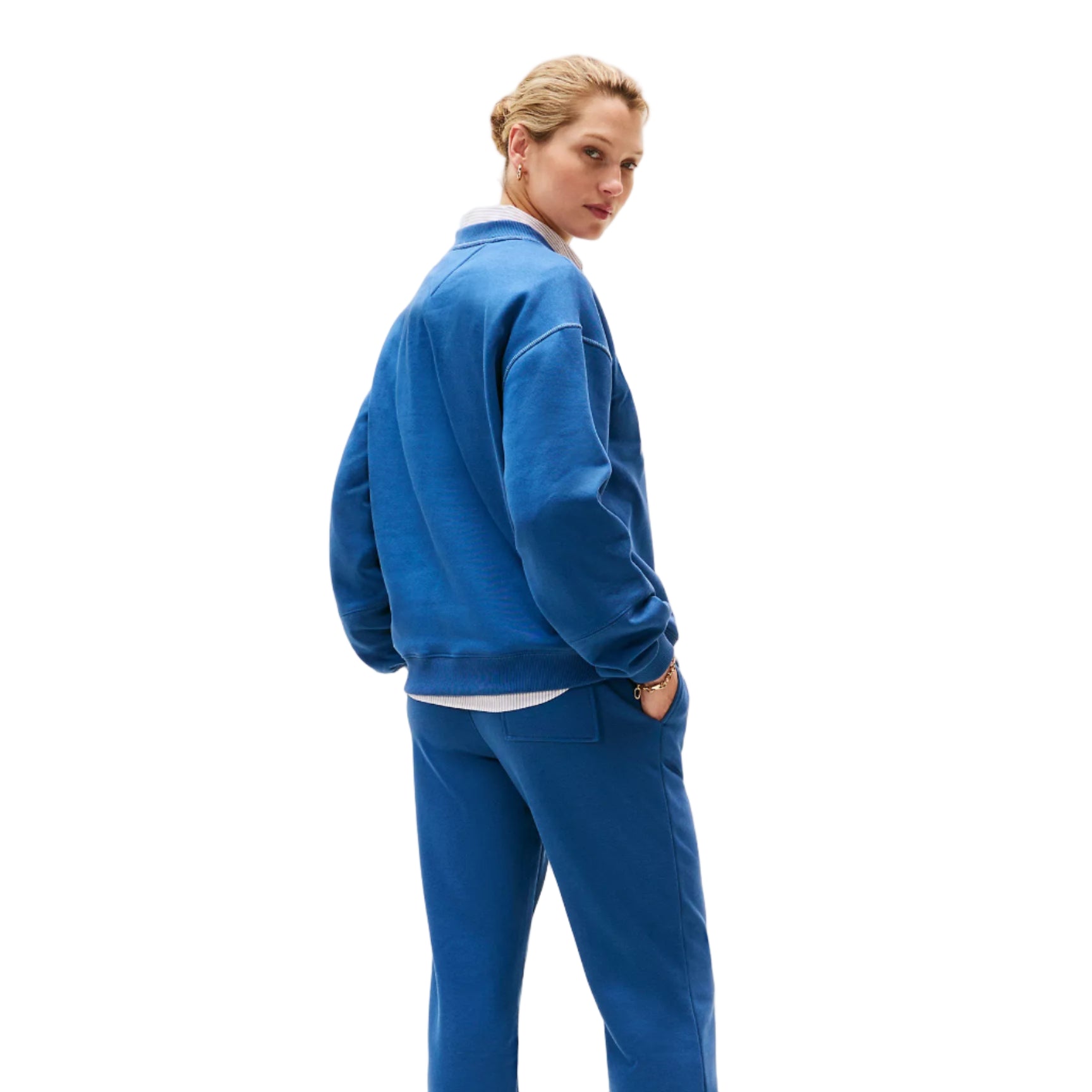 Varsity Tommy Logo Crewneck Sweatshirt Blue