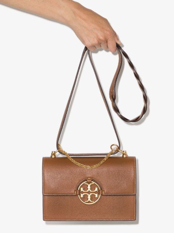 logo-plaque leather shoulder bag