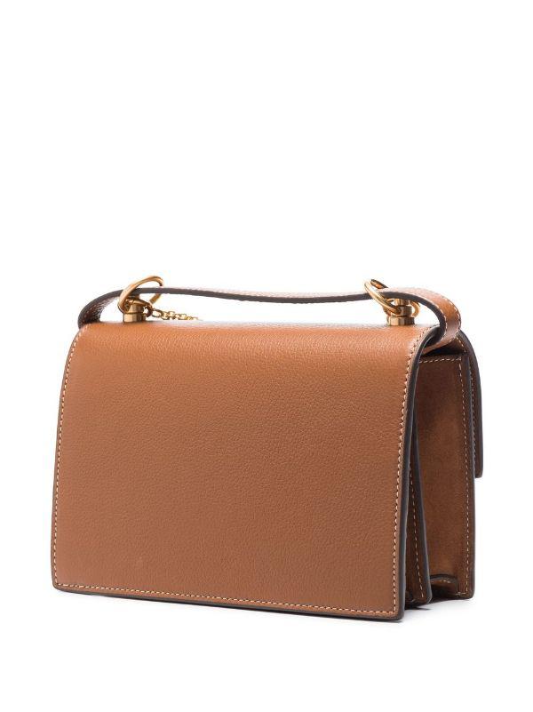 logo-plaque leather shoulder bag