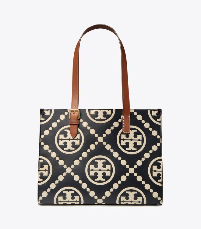 SMALL T MONOGRAM CONTRAST EMBOSSED TOTE