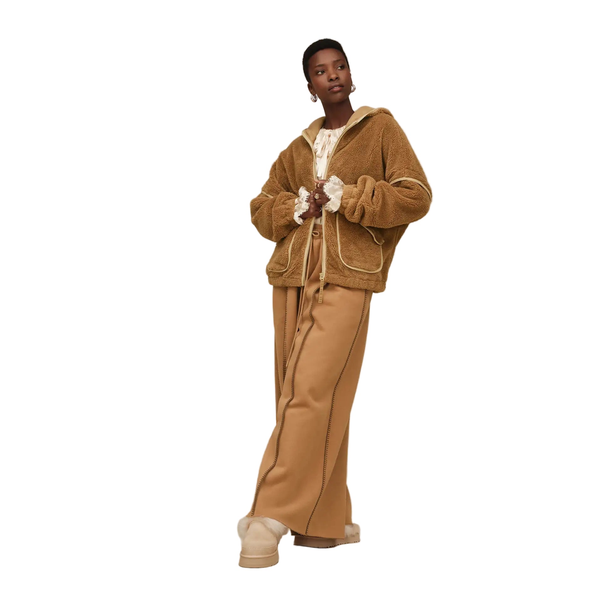 Women's Mariella UGG fluff Zip Hoodie Chestnut