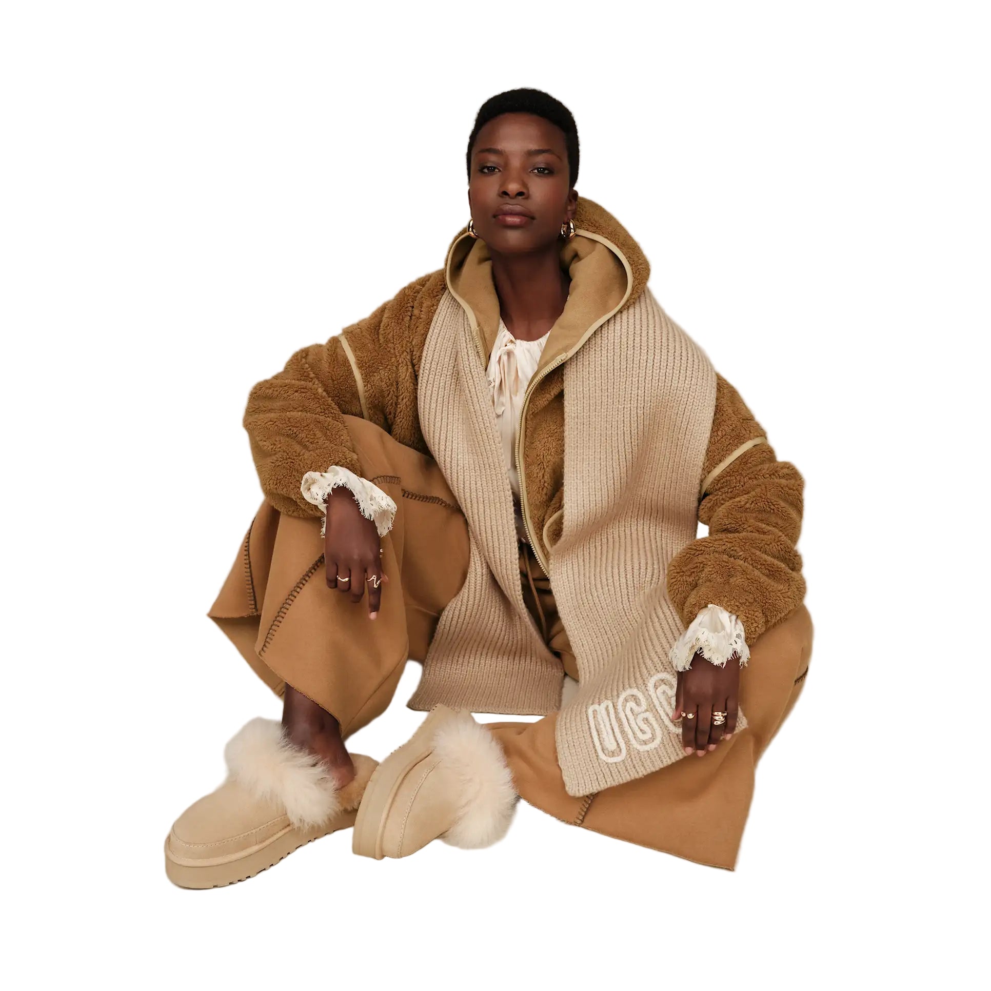 Women's Mariella UGG fluff Zip Hoodie Chestnut