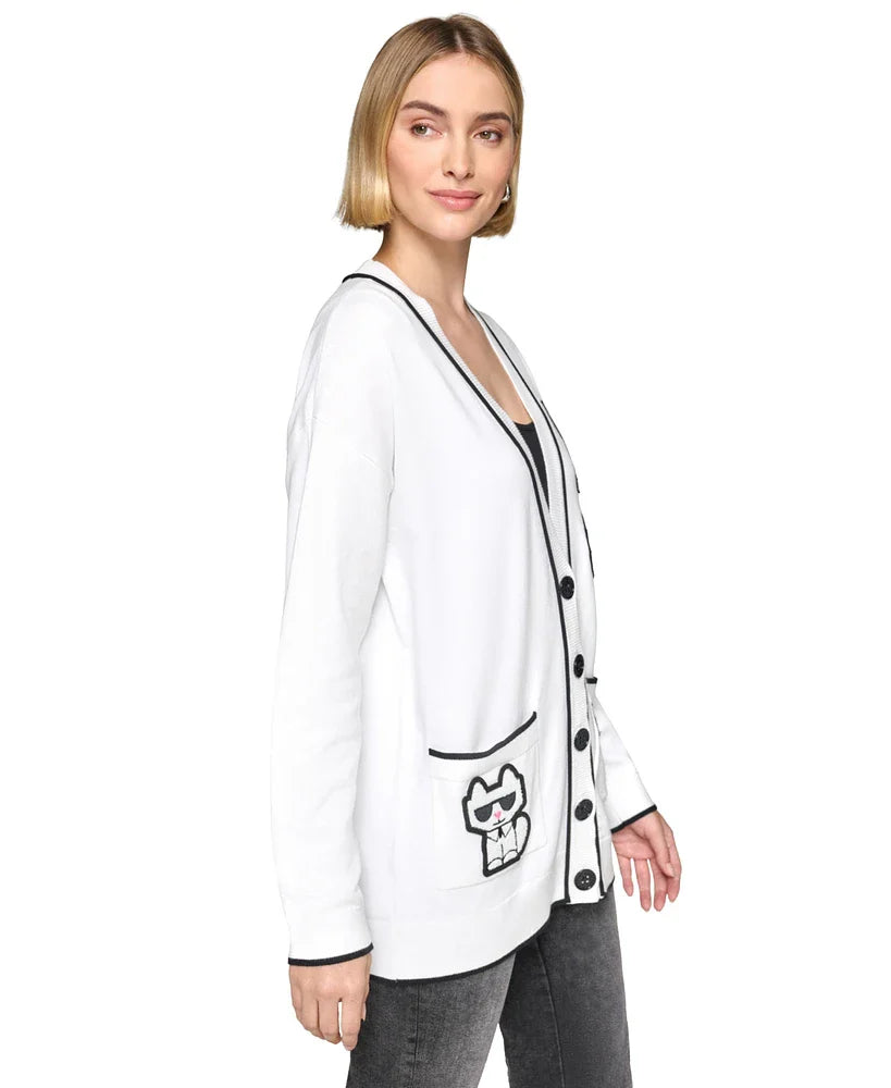 Karl Lagerfeld Paris Women's Embellished Varsity Cardigan